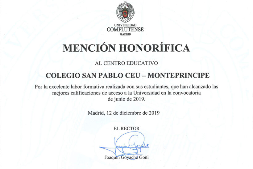 Recibimos la Mención Honorífica por la excelente labor formativa realizada